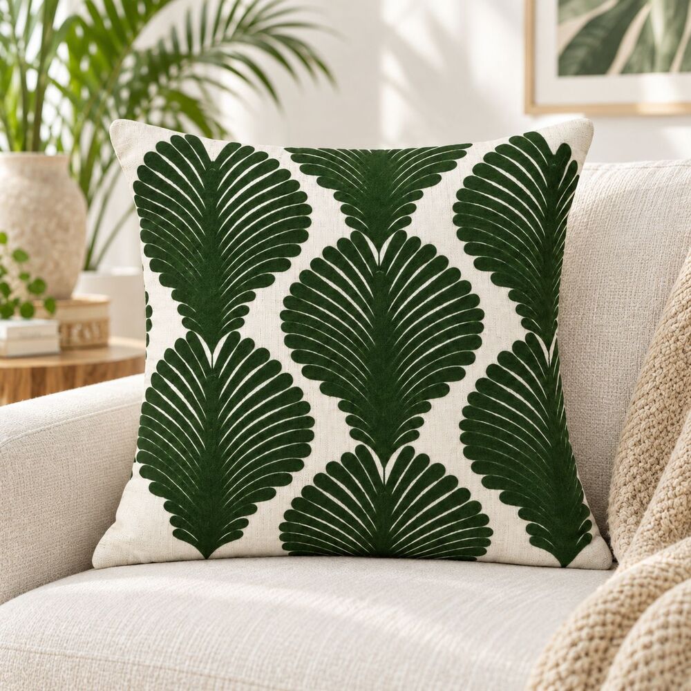 1 PCS Leaf Embroidered Cushion Cover Square Throw Pillow Case Sofa home 290566